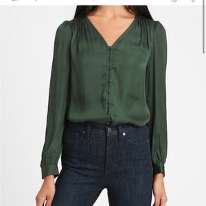 Soft satin v neck blouse NWT